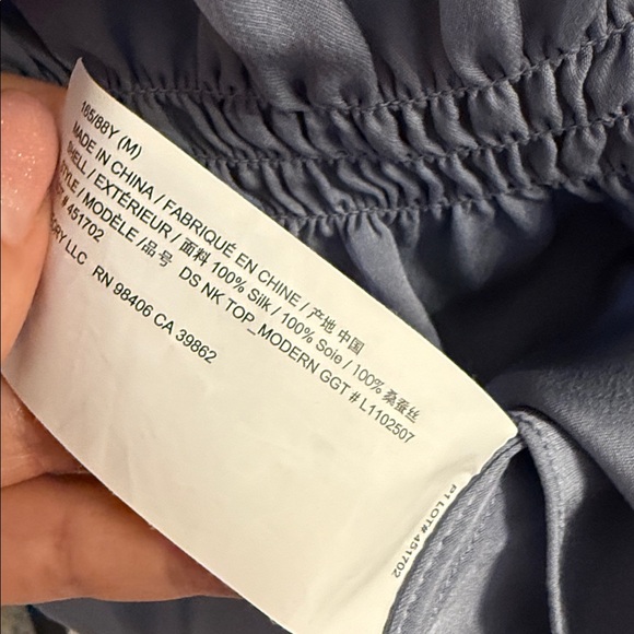 Theory Light Blue Tie-Neck silk Blouse size M - Picture 4 of 5